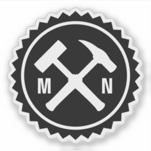 Adesivo Logotipo de martelo do geólogo com suas iniciais 