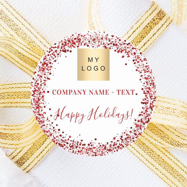 Adesivo Logotipo de negócio branco vermelho-natalino (Criador carregado)