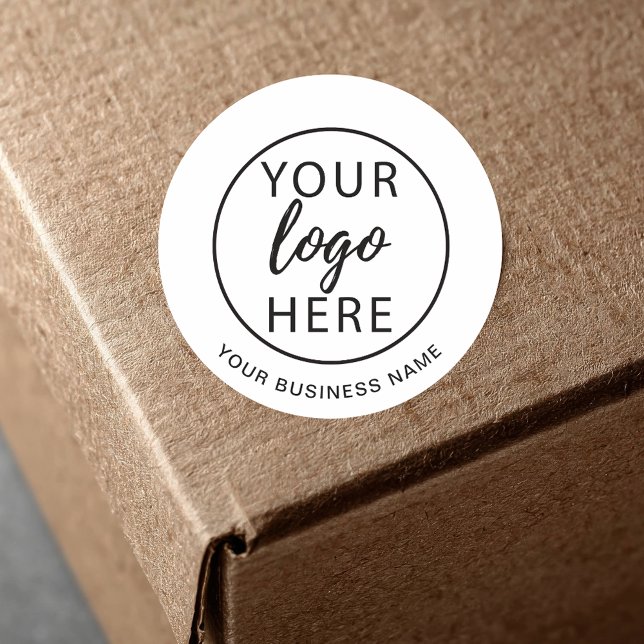 Adesivo Logotipo de Negócio Simples Personalizado (Simple Business Logo Custom Classic Round Sticker)