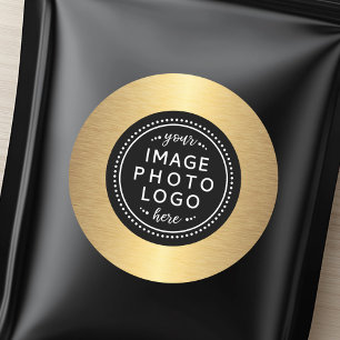 Adesivo Logotipo de negócios de círculo preto com borda de