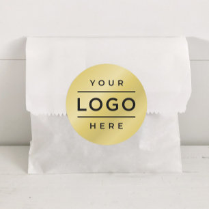 Adesivo Logotipo de Negócios Dourado Redondo Personalizado