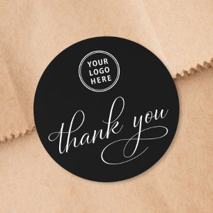 Adesivo Logotipo de Negócios Elegante Escrito Preto Obriga