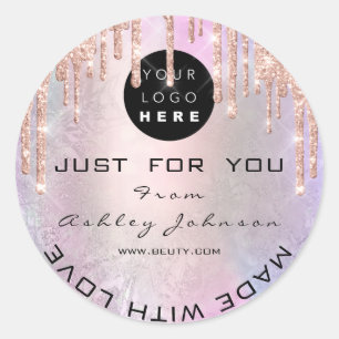 Adesivo Logotipo de Obrigado brilhante feito com cor-de-ro