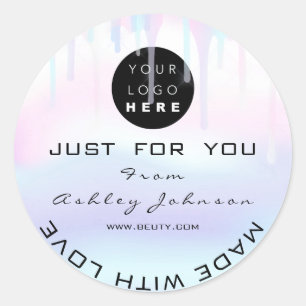 Adesivo Logotipo de Obrigado brilhante holográfico branco