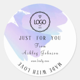 Adesivo Logotipo De obrigado Feito Com Amor Azul Cor-De-Ro