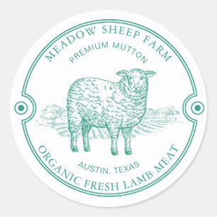Adesivo Logotipo de Ovelha Cordeiro Rústico Fazenda Campo