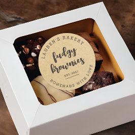 Adesivo Logotipo de Padaria Caseira Kraft Moderna Brownies