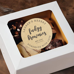 Adesivo Logotipo de Padaria Caseira Kraft Moderna Brownies