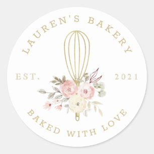 Adesivo Logotipo de Padaria Floral Rústica Elegante