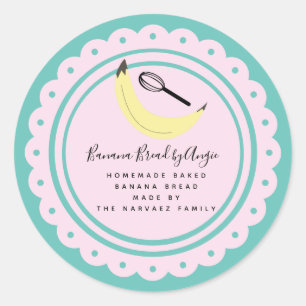 Adesivo Logotipo de Pão de Banana Caseiro Negócio de Comid