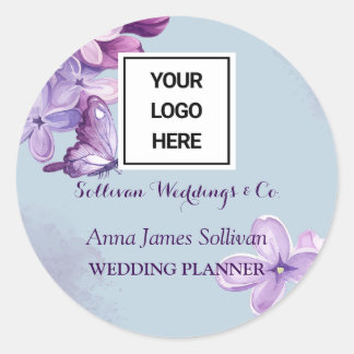 Adesivo Logotipo de planejador de casamento aquarela roxa 