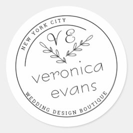 Adesivo logotipo de ramos botânicos estilizados modernos