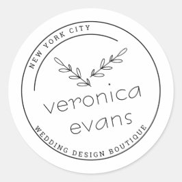 Adesivo logotipo de ramos botânicos estilizados modernos