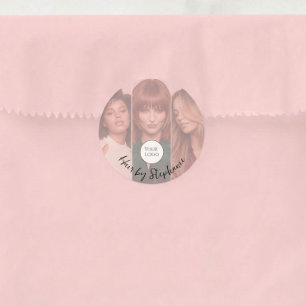 Adesivo Logotipo de Roteiro Rosa Corado 3 Salão de Cabeler
