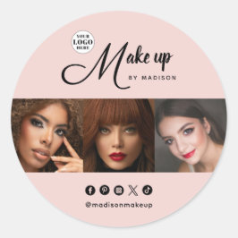 Adesivo Logotipo de Rótulo de Foto de Makeup Blush Rosa