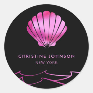 Adesivo logotipo de seashell com efeito metálico falso