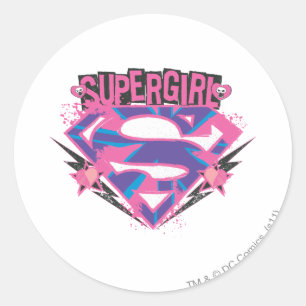 Adesivo Logotipo de Supergirl Pink e Purple Grunge