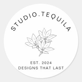 Adesivo Logotipo de texto curvo em Cinza e branco bege