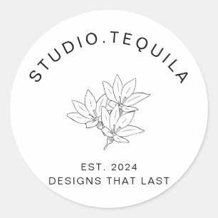 Adesivo Logotipo de texto curvo em Cinza e branco bege