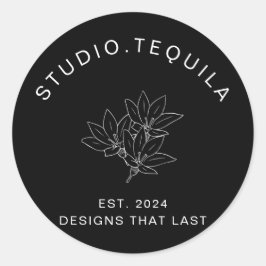 Adesivo Logotipo de texto curvo em Cinza e preto bege