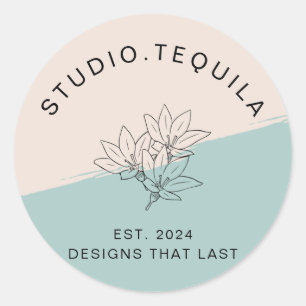 Adesivo Logotipo de texto curvo em Cinzas e bege