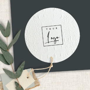 Adesivo Logotipo de textura simples de couro branco marfim