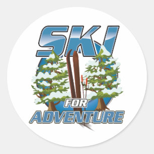 Adesivo logotipo de viagem de aventura de esqui