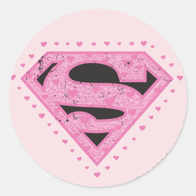 Adesivo Logotipo Distante da Supergirl Preto e Rosa (Frente)