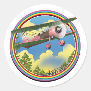 Adesivo logotipo do biplano Rosa Arco-íris