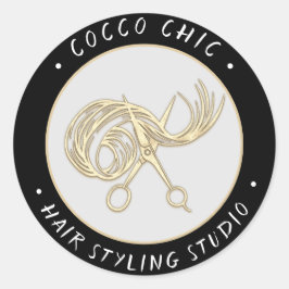 Adesivo Logotipo do Cabelo da Tesoura Obrigado Preto Doura