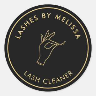 Adesivo Logotipo do círculo Mínimo de Mão e Lashes Preto/D