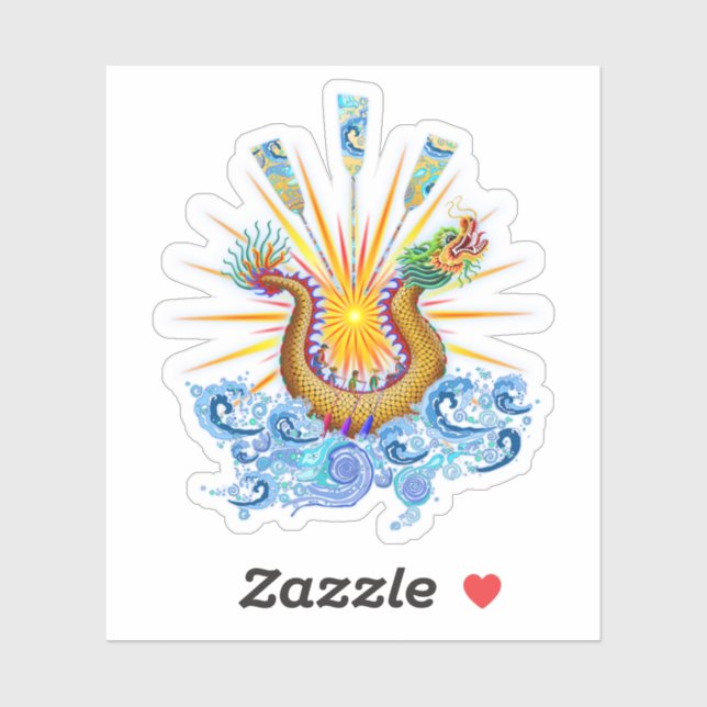 Adesivo Logotipo do Dragon Boat com Sun Rays (Folha)