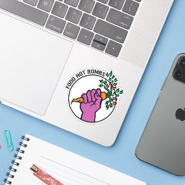 Adesivo logotipo do Food Not Bombs com texto