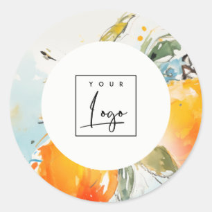 Adesivo Logotipo do Jardim Laranja Moderno Boho Abstrato S