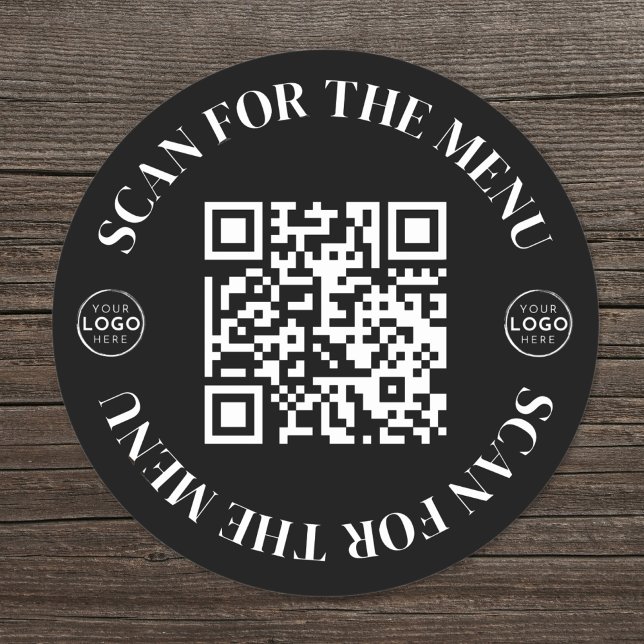 Adesivo Logotipo do Menu QR Code de Scan (Logo Scan Menu QR Code Classic Round Sticker)
