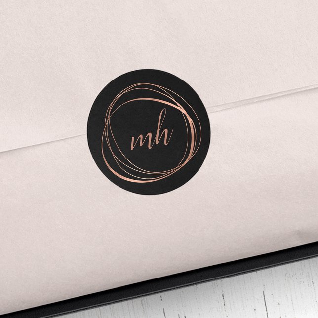 Adesivo Logotipo do Monograma Dourado com Faux Abstrato mo (Criador carregado)