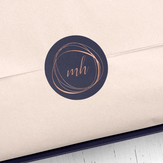 Adesivo Logotipo do Monograma Dourado com Faux Abstrato mo (Criador carregado)