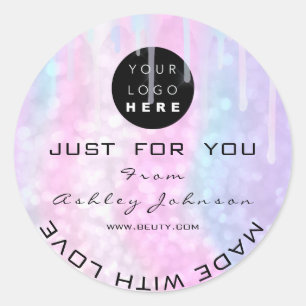 Adesivo Logotipo do Obrigado brilhante - Azul cor-de-rosa