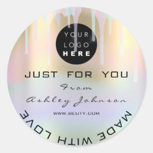 Adesivo Logotipo do Obrigado brilhante Dourado azul