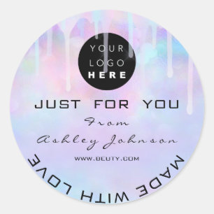 Adesivo Logotipo do Obrigado brilhante Hológrafo Azul Made