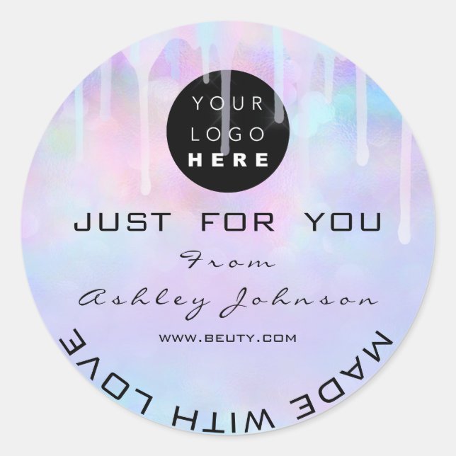 Adesivo Logotipo do Obrigado brilhante Hológrafo Azul Made (Frente)