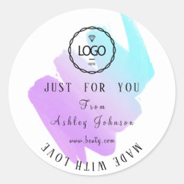 Adesivo Logotipo do obrigado feito com amor Púrpura Azul R