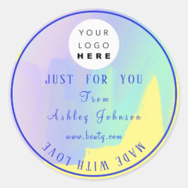 Adesivo Logotipo do obrigado feito com pintura amarela azu