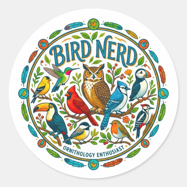 Adesivo Logotipo do Pássaro Nerd (Frente)