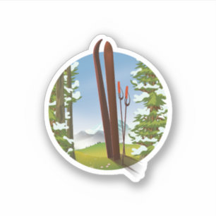 Adesivo Logotipo do viagem de esqui de desenho retrô