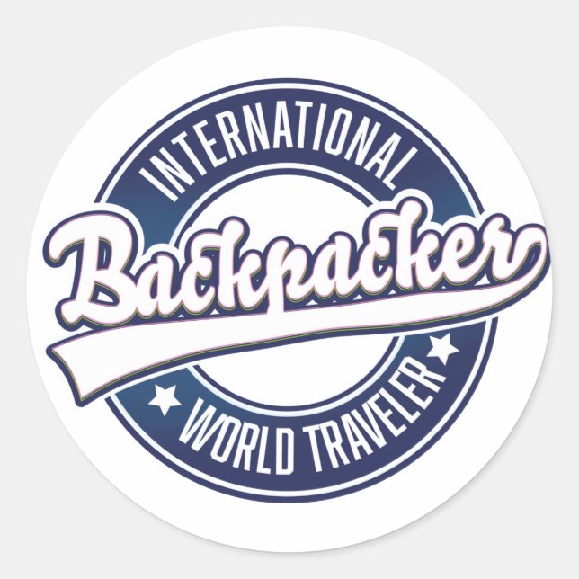 Adesivo Logotipo do Word Traveler do Backpacker Internacio (Frente)