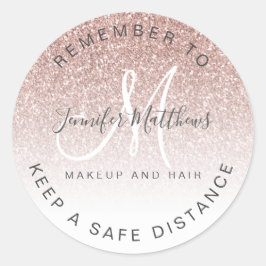 Adesivo Logotipo Dourado do rosa Salon COVID Segurança Dis