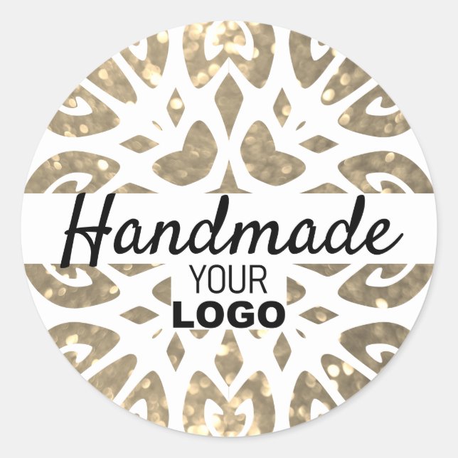 Adesivo Logotipo Dourado Glitter Snowflake Ornake (Frente)