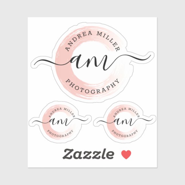 Adesivo Logotipo Elegante com Efeito Swash em Dourado Rosa (Folha)