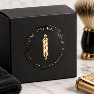 Adesivo Logotipo Elegante de Barbearia Preto e Dourado
